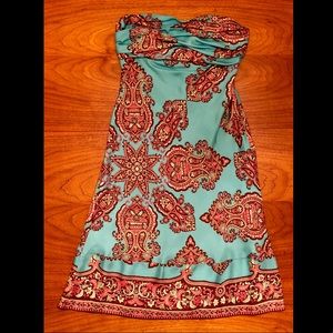 Anthropologie strapless silk dress by Tibi